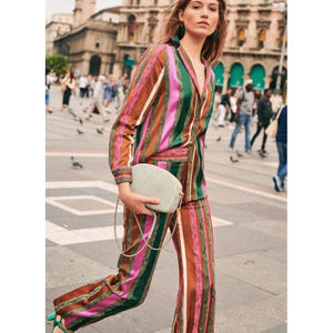 Sezane Women’s Wide Leg Baptisto Trouser in Stripes Maasai Size 36 or US 4